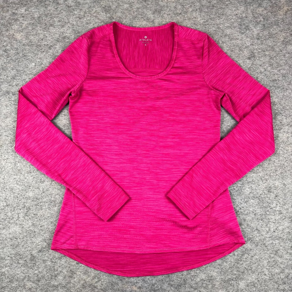 Athleta Striped Chi Top Long Sleeve Pink Womens Small S